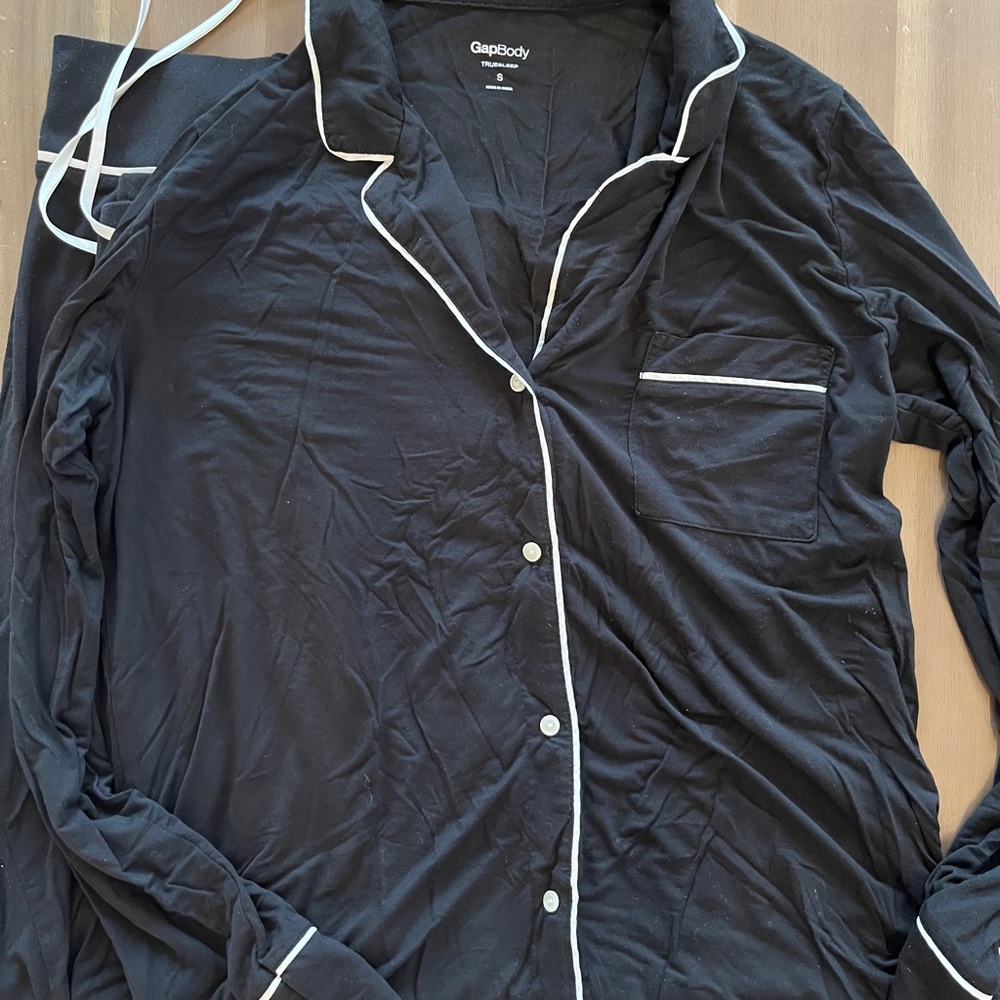 GapBody Black Pajama Set with White Trim (S top, M bottom)